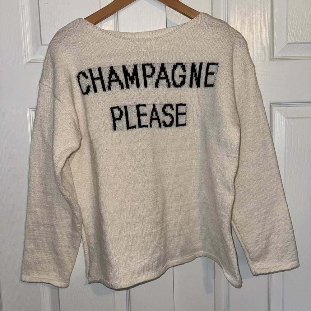 Cream 'CHAMPAGNE PLEASE' Knit Sweater